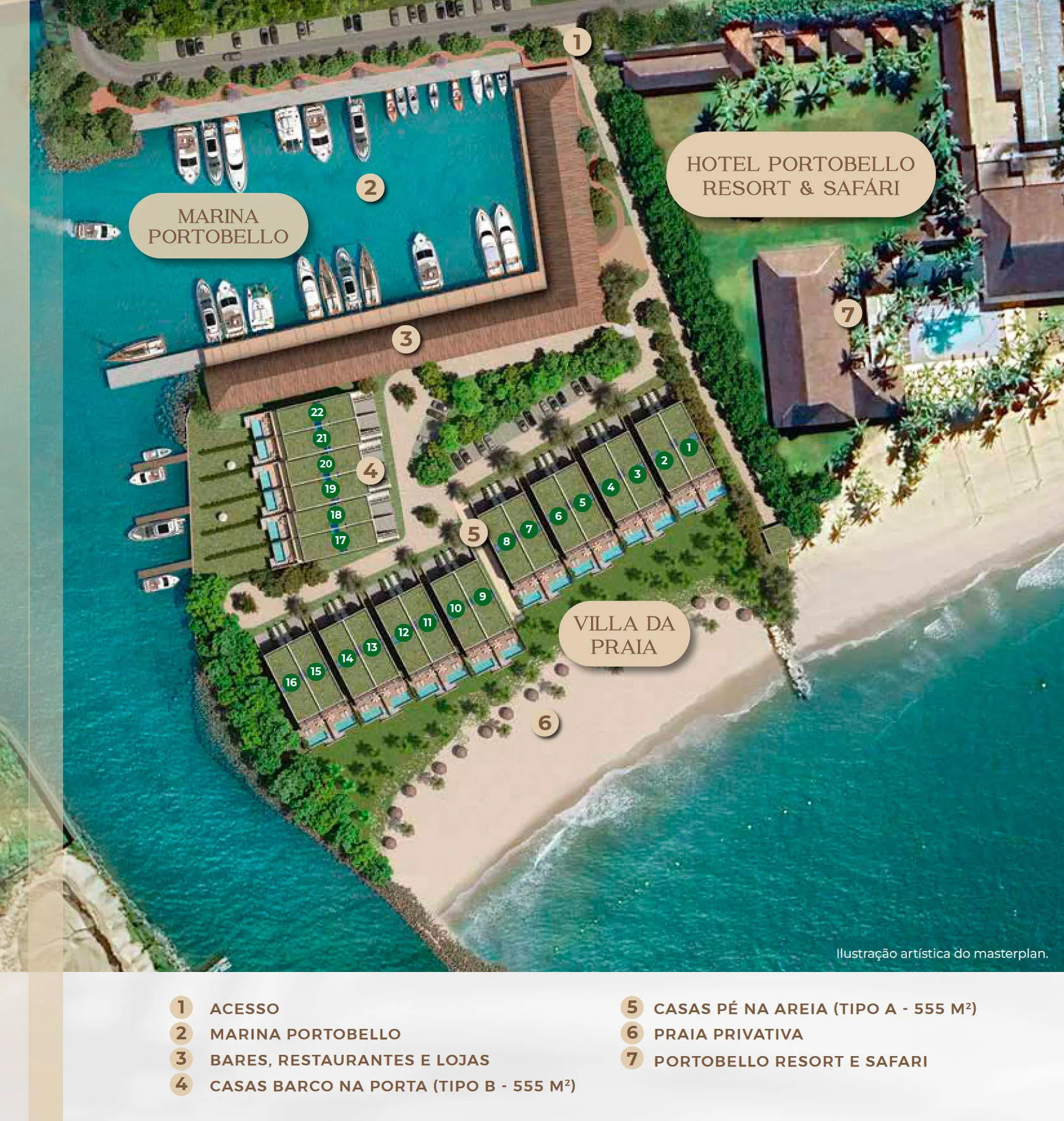 Implantação oficial do Villa da Praia dentro do Condomínio Portobello